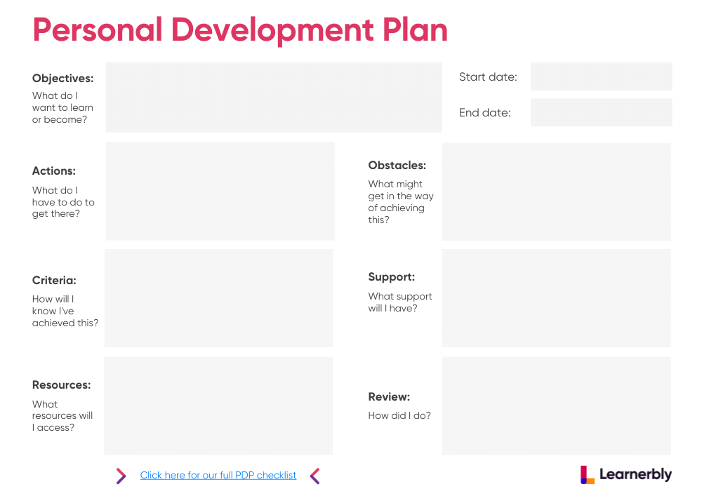 Personal development plan template